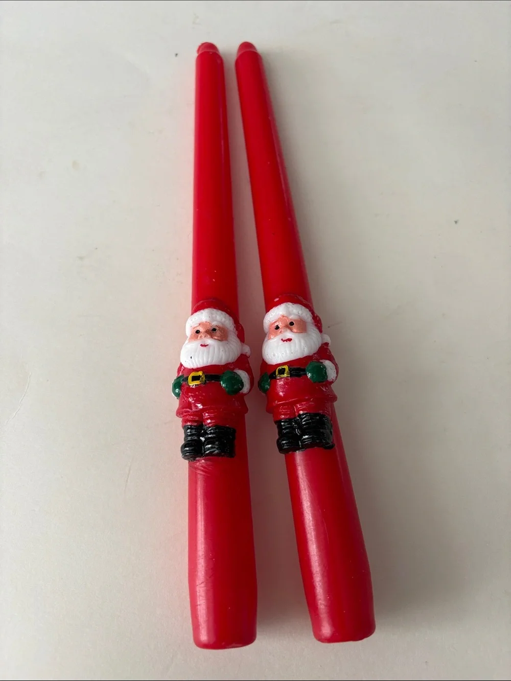 Vintage Christmas Santa Taper Red 10” Candles